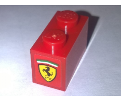 Brick 1 x 2 with Ferrari Logo Black Horse on Yellow Background Pattern on End (Sticker) - Set 10248