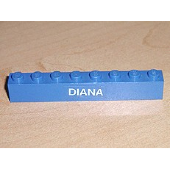 Brick 1 x 8 with White 'DIANA' Pattern (Sticker) - Set 6541