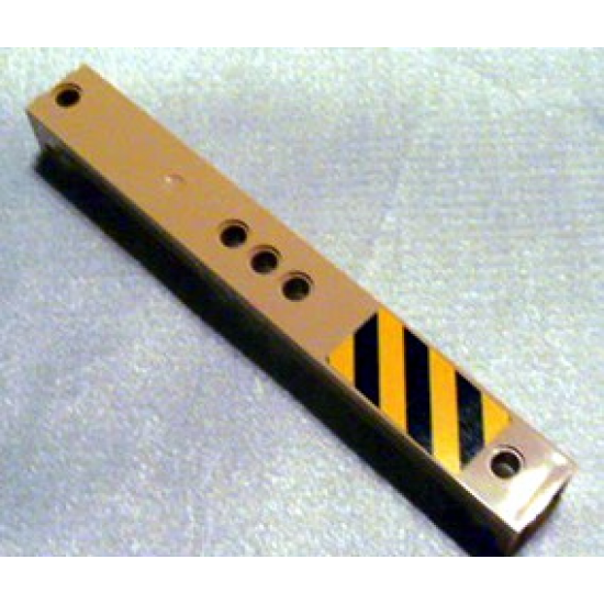 Support 2 x 2 x 13 with 5 Pin Holes with Yellow and Black Danger Stripes Left Pattern (Sticker) - Set 3677