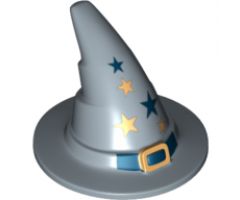 Minifigure, Headgear Hat, Wizard / Witch with Gold Buckle and Stars Pattern