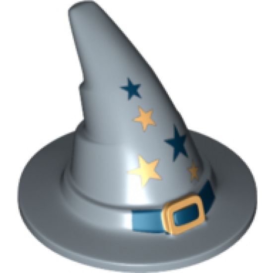 Minifigure, Headgear Hat, Wizard / Witch with Gold Buckle and Stars Pattern