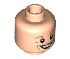 Minifigure, Head Dark Tan Eyebrows, Chin Stubble, White Pupils, Cheek Lines, Open Smile Pattern (Max Kruse) - Hollow Stud