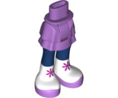Mini Doll, Legs with Hips and Skirt Layered, Dark Blue Legs and White Boots with Medium Lavender Toes and Magenta Snowflakes Pattern