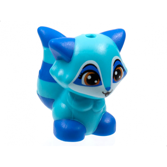 Raccoon, Whisker Haven Tales, Pocahontas' Raccoon with Medium Azure Body and Striped Tail and Dark Orange Eyes Pattern (Windflower)