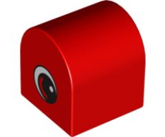 Duplo, Brick 2 x 2 x 2 Curved Top with Eye with White and Red on Both Sides Pattern