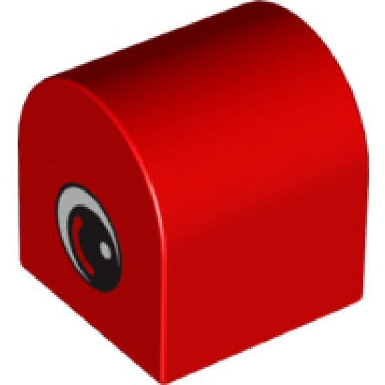 Duplo, Brick 2 x 2 x 2 Curved Top with Eye with White and Red on Both Sides Pattern