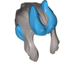 Minifigure, Hair Swept Back with Two Side Locks, Dark Azure Horns and Pointed Ears Pattern