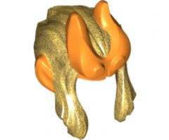 Minifigure, Hair Swept Back with Two Side Locks, Orange Horns and Pointed Ears Pattern