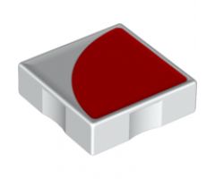 Duplo, Tile 2 x 2 with Shape Red Quarter Circle Pattern