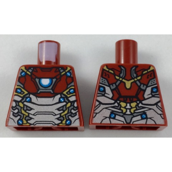 Torso Silver, Gold, and Light Blue Armor, Iron Man Arc Reactor on Chest Pattern