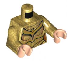 Torso Female Plate Armor, Gold Eagle and Trim with Black and Reddish Brown Contour Lines Pattern / Pearl Gold Arms / Light Nougat Hands