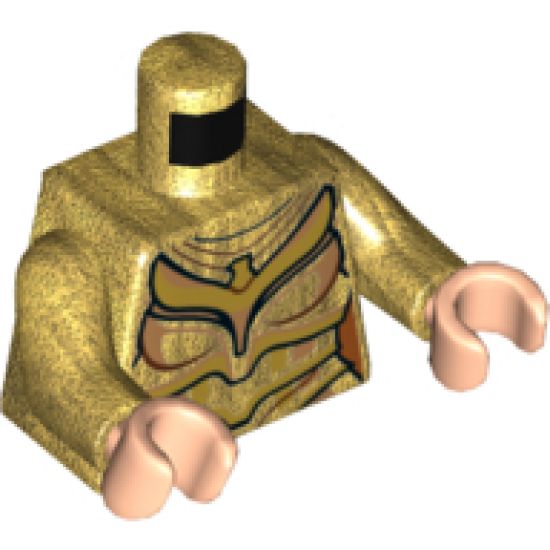 Torso Female Plate Armor, Gold Eagle and Trim with Black and Reddish Brown Contour Lines Pattern / Pearl Gold Arms / Light Nougat Hands