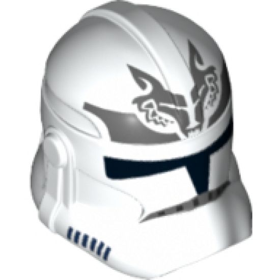 Minifigure, Headgear Helmet SW Clone Trooper with Wolf Insignia on Forehead and Dark Bluish Gray Pattern
