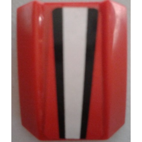 Slope, Curved 2 x 2 Lip with Red, Black and White Stripes Pattern (Sticker) - Set 8863