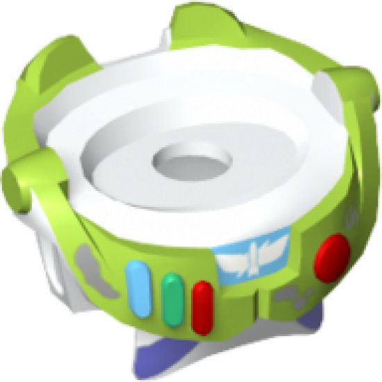 Minifigure, Body Wear Spacesuit with Lime Trim and Colored Buttons, Dirt Stains Pattern (Buzz Lightyear)