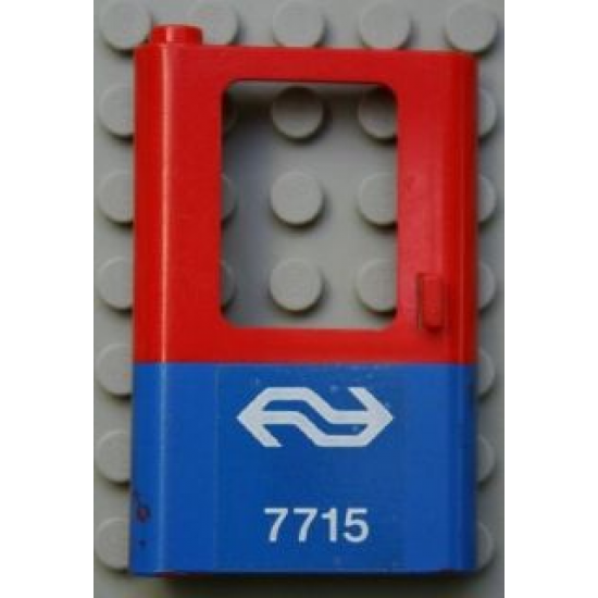 Door 1 x 4 x 5 Train Left with Blue Bottom Half and Dutch NS '7715' Pattern (Sticker) - Set 7715