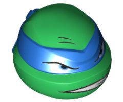 Minifigure, Head, Modified Ninja Turtle with Blue Mask, Scowl and Scratches Pattern (Leonardo)