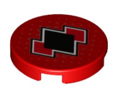 Tile, Round 2 x 2 with Bottom Stud Holder with Black and Red Diamonds Pattern