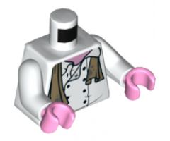 Torso Chef Jacket, Dark Tan Scarf with Dark Bluish Gray Splotches and Dark Red Pigsy Logo on Back Pattern / White Arms / Bright Pink Hands