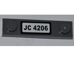 Plate, Modified 1 x 4 with 2 Studs without Groove with 'JC 4206' License Plate Pattern (Sticker) - Set 4206