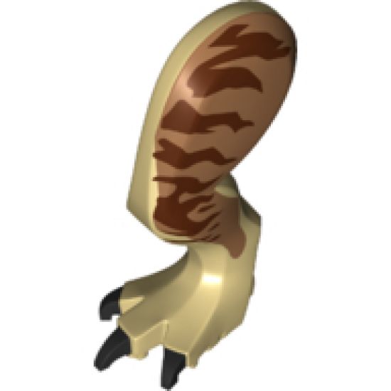 Animal, Body Part Dinosaur Leg Large (Rear) Tyrannosaurus rex with Pin, Black Claws and Dark Brown Stripes on Medium Nougat Pattern - Left