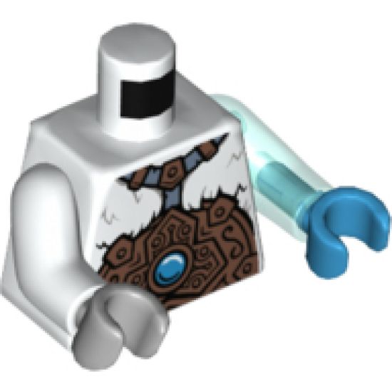 Torso Fur with Copper Armor and Ice Chi Emblem Pattern / Trans-Lt Blue Arm Left / White Arm Right / Dk Azure Hand Left / Lt Bluish Gray Hand Right
