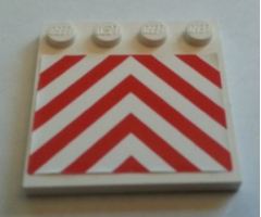 Tile, Modified 4 x 4 with Studs on Edge with Danger Chevrons Red Pattern (Sticker) - Set 7747