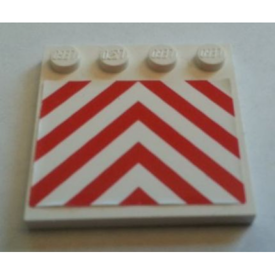 Tile, Modified 4 x 4 with Studs on Edge with Danger Chevrons Red Pattern (Sticker) - Set 7747