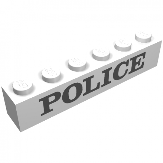 Brick 1 x 6 with Black 'POLICE' Serif Pattern