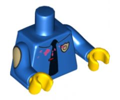 Torso Simpsons Police Shirt with Silver Badge, Black Tie, and Pink Frosting Splotches Pattern / Blue Arms with Light Yellow Ovals / Yellow Hands
