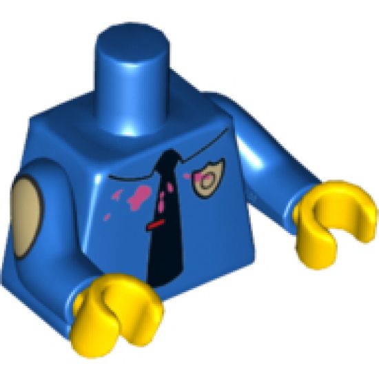 Torso Simpsons Police Shirt with Silver Badge, Black Tie, and Pink Frosting Splotches Pattern / Blue Arms with Light Yellow Ovals / Yellow Hands