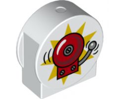 Duplo, Brick 1 x 3 x 2 Round Top, Cut Away Sides with Fire Alarm Bell Pattern