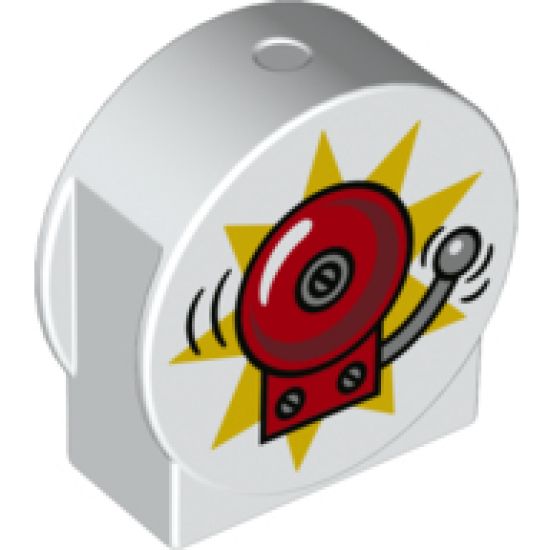 Duplo, Brick 1 x 3 x 2 Round Top, Cut Away Sides with Fire Alarm Bell Pattern