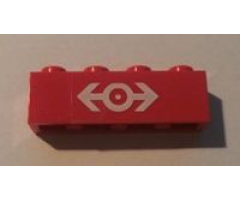 Brick 1 x 4 with Train Logo White Pattern (Sticker) - Set 4551