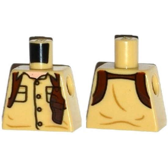 Torso Shirt with 4 Buttons, Flap Pockets, Open Collar and Brown Holster Pattern