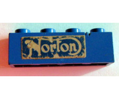 Brick 1 x 4 with White Norton Logo Pattern (Sticker) - Set 393-1