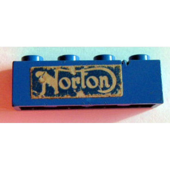 Brick 1 x 4 with White Norton Logo Pattern (Sticker) - Set 393-1