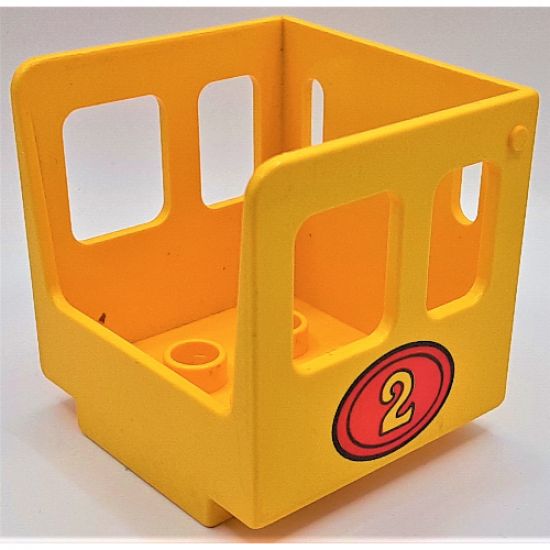 Duplo, Train Steam Engine Cabin with Red Oval and Number 2