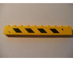 Brick 1 x 10 with Black and Yellow Danger Stripes Pattern Left (Sticker) - Set 7633