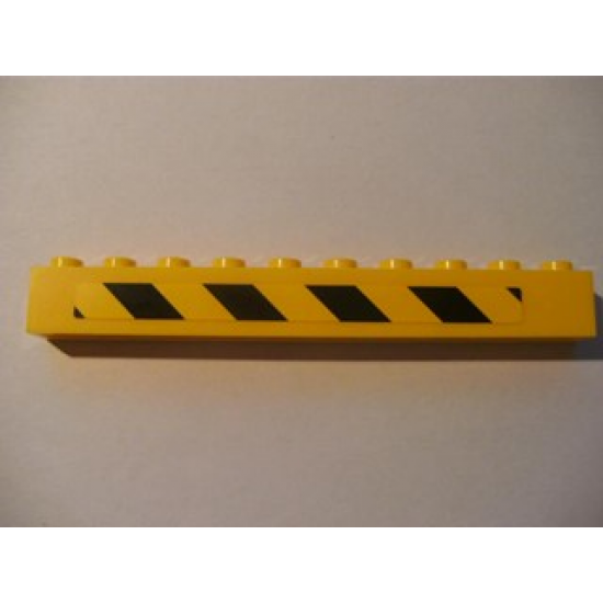 Brick 1 x 10 with Black and Yellow Danger Stripes Pattern Left (Sticker) - Set 7633
