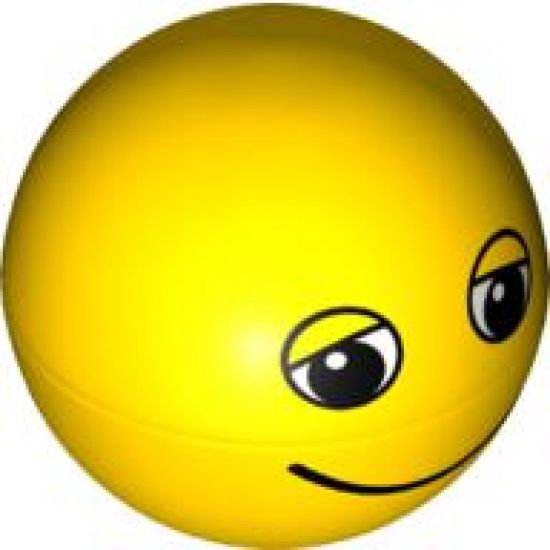Duplo Ball for Ball Tube with Smile and Black and White Eyes with Eyelids Pattern