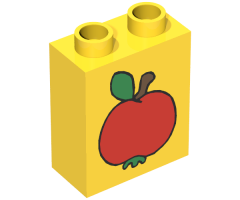 Duplo, Brick 1 x 2 x 2 with Apple Pattern