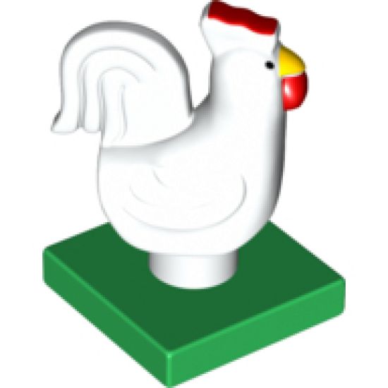 Duplo, Animal Chicken, Rooster, Eyes Front on Green Base