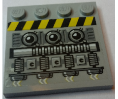 Tile, Modified 4 x 4 with Studs on Edge with Engine and Black and Yellow Danger Stripes Pattern Model Right (Sticker) - Set 7666