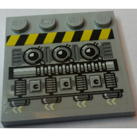 Tile, Modified 4 x 4 with Studs on Edge with Engine and Black and Yellow Danger Stripes Pattern Model Right (Sticker) - Set 7666
