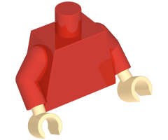 Torso Muscles Outline with Yellow Cape Clasps, Lightning Bolt and Belt Pattern / Red Arms / Light Nougat Hands