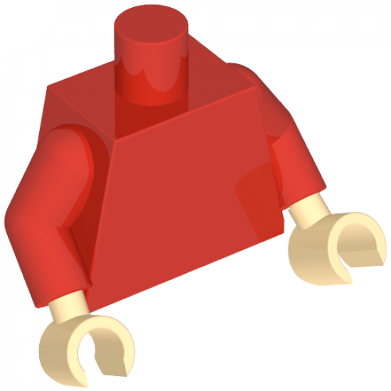 Torso Muscles Outline with Yellow Cape Clasps, Lightning Bolt and Belt Pattern / Red Arms / Light Nougat Hands