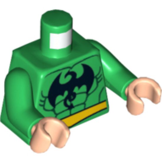 Torso Muscles Outline with Dragon Pattern (Iron Fist) / Green Arms / Light Nougat Hands