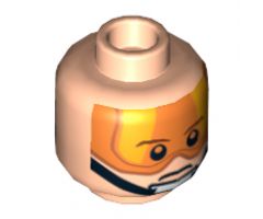 Minifigure, Head Dual Sided Orange Visor, Stern Brown Eyebrows, Pupils / Open Mouth Pattern (SW Luke Skywalker) - Hollow Stud