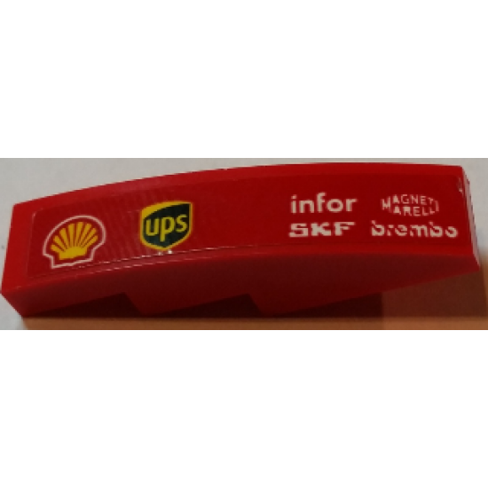 Slope, Curved 4 x 1 with 'MAGNETI MARELLI', 'brembo', 'infor', 'SKF' and ups and Shell Logos Pattern Model Left Side (Sticker) - Set 75913